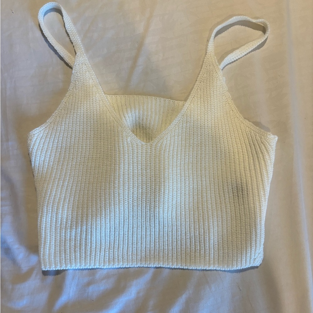 Women's Ribbed Knit Tank Top - Cream